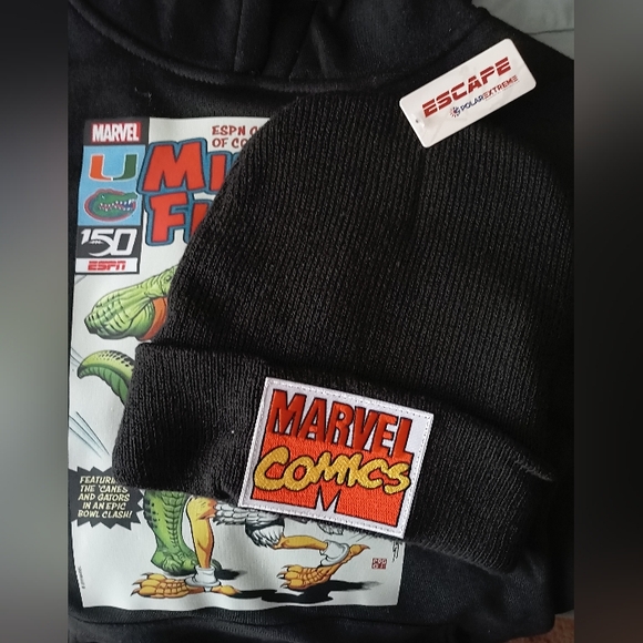 Jackson Hole Other - 4xl Men Black custome hoodie,Free Marvel Comics Beanie With Purchase